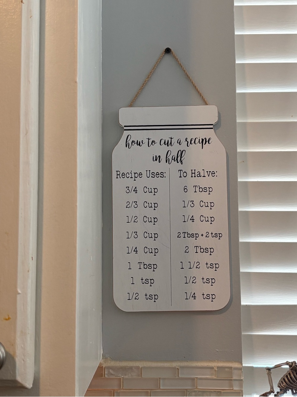 Hobby Lobby White Recipe Conversion Mason Jar Wall Sign